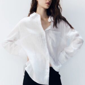 H&M Linen Long Sleeve Casual Button Down Shirt